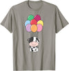 Cute Balloon Animals For Birthday Cow Flies With Colorful Balloons Kawaii Cows T-Shirt - Slate Grey