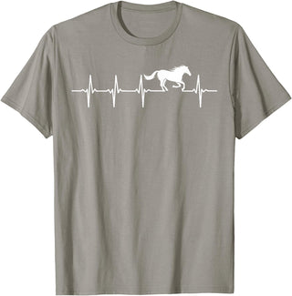 Heartbeat Horse Lover Gifts Women Men Girls Gifts Horse Lover Gifts Heart EKG Heartbeat Pulseline Cardiology T-Shirt - Slate Grey