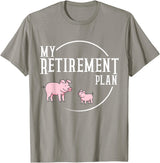 Retirement Plan Pig Lover Retirement Plan Pig Farming Piglet Hog T-Shirt - Slate Grey