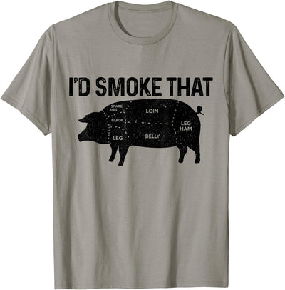 Chef Butcher BBQ I'd Smoke That Pig Pork Funny Father's Day T-Shirt