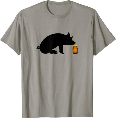 Pig Silhouette and Amber Bottle T-Shirt