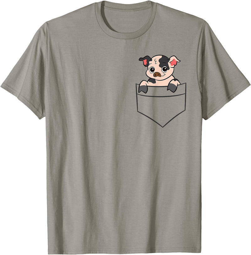 Funny Kunekune Pig Lover Gifts Kunekune Pig In a Pocket Cute Pocket Kunekune Pig T-Shirt - Slate Grey