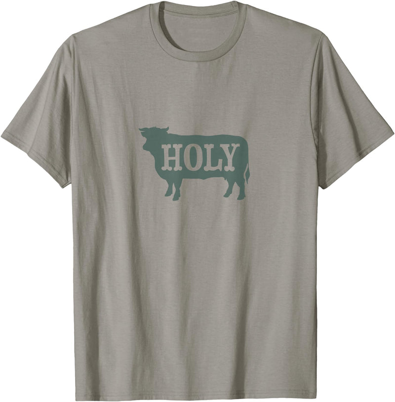 Whyitsme Design Funny Cow Pun Holy Cow T-Shirt - Slate Grey