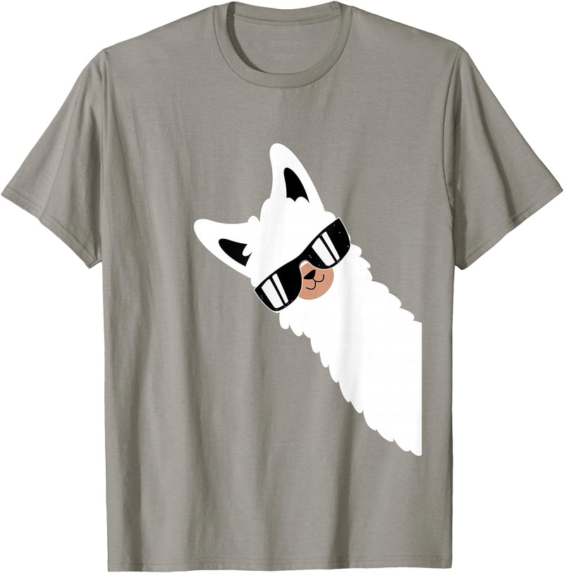 Funny Alpaca Apparel Lama Llama Alpaca with Sunglasses Lama Lover - Cool Lama T-Shirt - Slate Grey