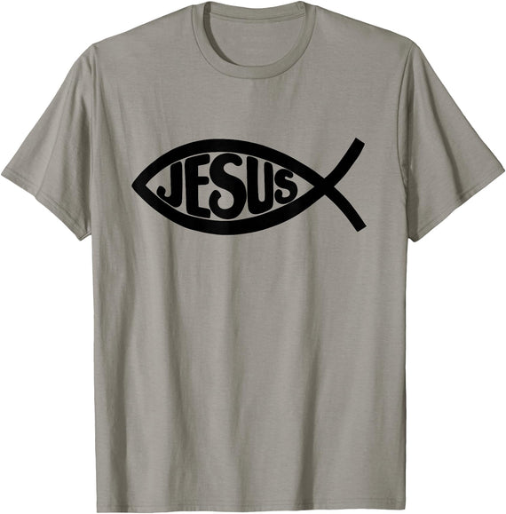 True Believing Christian Tees Jesus Fish T-Shirt - Slate Grey