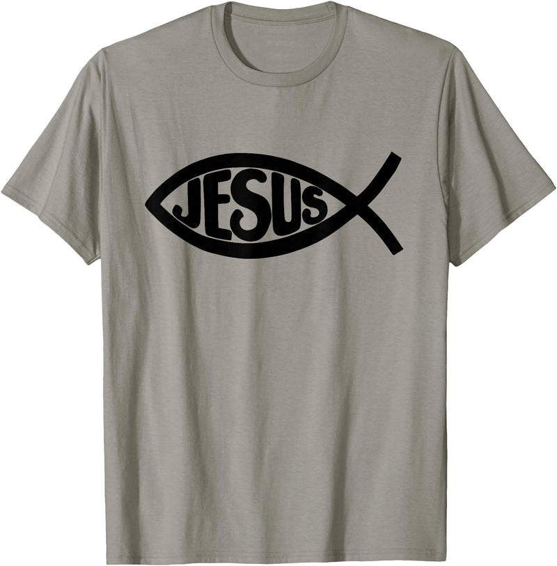 True Believing Christian Tees Jesus Fish T-Shirt - Slate Grey