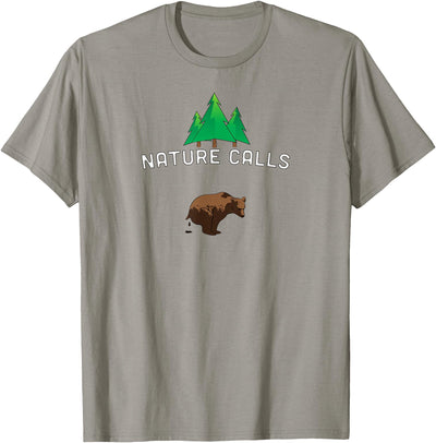 Nature Calls with a pooping bear, funny elk hunting fishing T-Shirt
