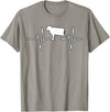 Animal Funny Farmer Farmers Gift Cow Cattle Beef Heartbeat Funny T-Shirt - Slate Grey