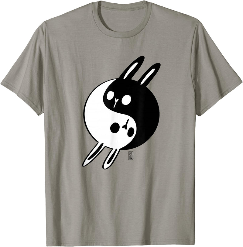 Yin Yang Bunnie Lover Gift Cute Rabbits T-Shirt in Slate Grey