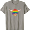 Ayeland co Cute Gay Pride Shirt LGBT flag scottish highland cow t shirt T-Shirt - Slate Grey