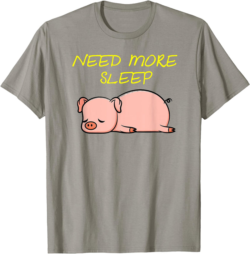 Cute Animal Pyjama Sleep Bed Outfits Funny Sleeping Pig Pajama Design for Bedtime T-Shirt - Slate Grey