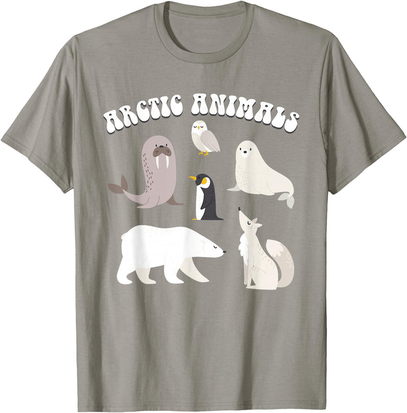Awesome Arctic Animals for Kids Arctic Animals, Arctic Fox Cute Arctic Polar Bear North Pole T-Shirt - Slate Grey