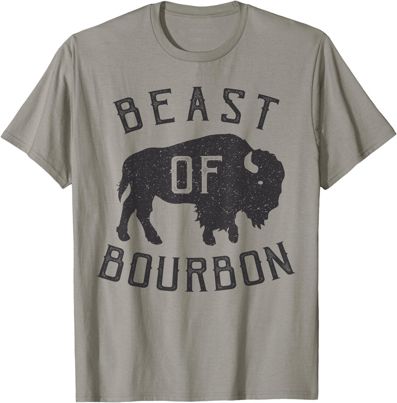 Drinking Fun designs - Big Ray Designs Beast of Bourbon Drinking Whiskey Design Bison Buffalo Party T-Shirt - Slate Grey