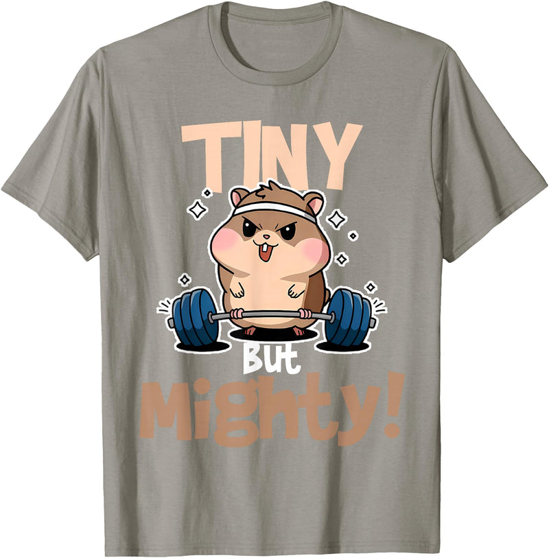 Weightlifting Hamster Tiny but Mighty! T-Shirt - Slate Grey