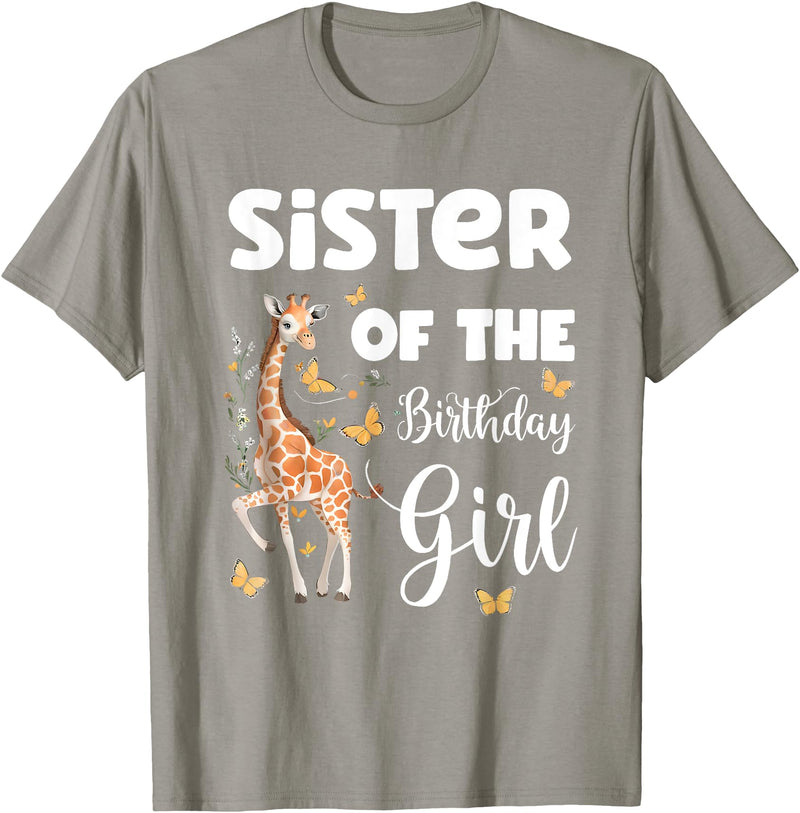 Giraffe Birthday Party by LazyPanda Giraffe Sister of the Birthday Girl Matching Family T-Shirt - Slate Grey