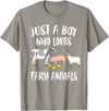 Farm animals Cute Just A Boy Who Loves Farm Animals Pig Chicken Cow T-Shirt - Slate Grey