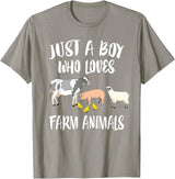 Farm animals Cute Just A Boy Who Loves Farm Animals Pig Chicken Cow T-Shirt - Slate Grey
