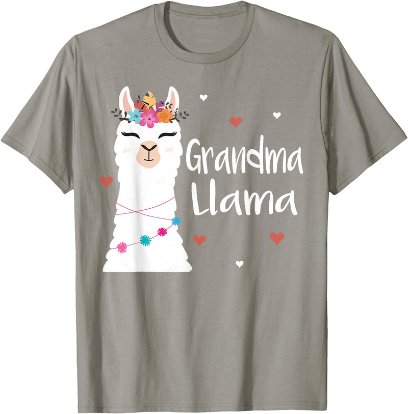 Me & Mommy Llama Co. Grandma Llama Cute Llamas Lover Best Grandmother Ever T-Shirt - Slate Grey