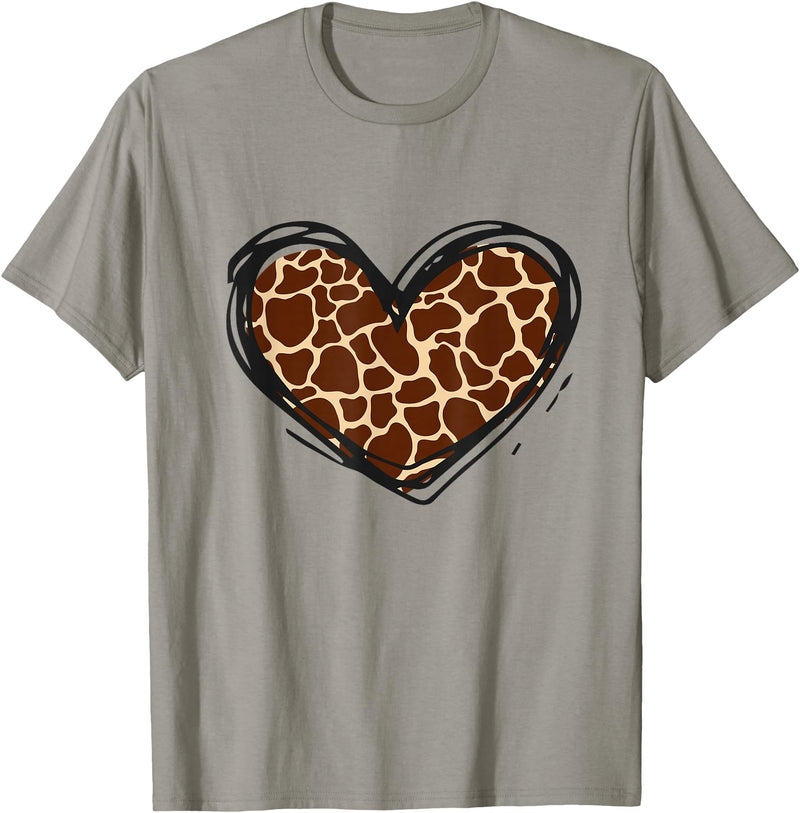 Giraffe Print Apparel Giraffe Heart Giraffe Print Clothes T-Shirt - Slate Grey
