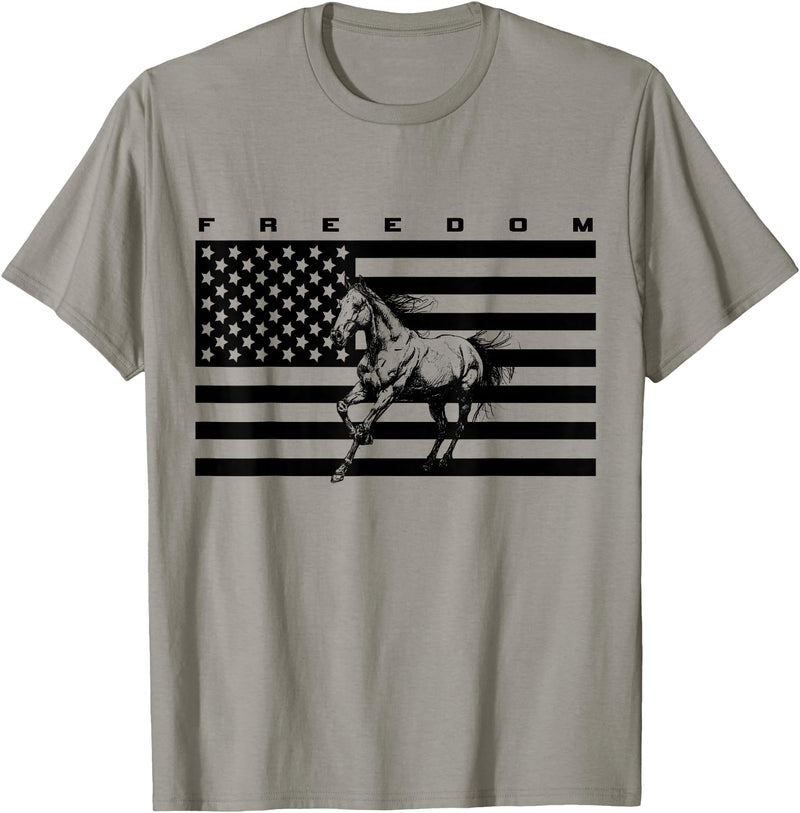 BASBO American Flag Horseback Riding Apparel - Horse T-Shirt - Straight - Slate Grey