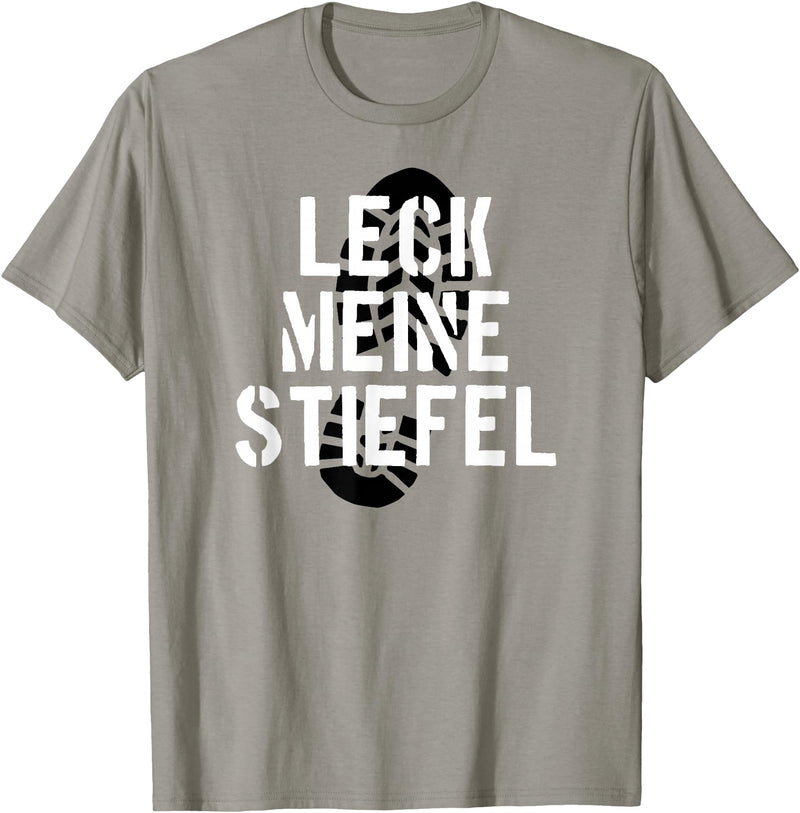 Bear Daddy Leck Meine Stiefel Lick My Boots German Gay Leather T-Shirt T-Shirt - Slate Grey