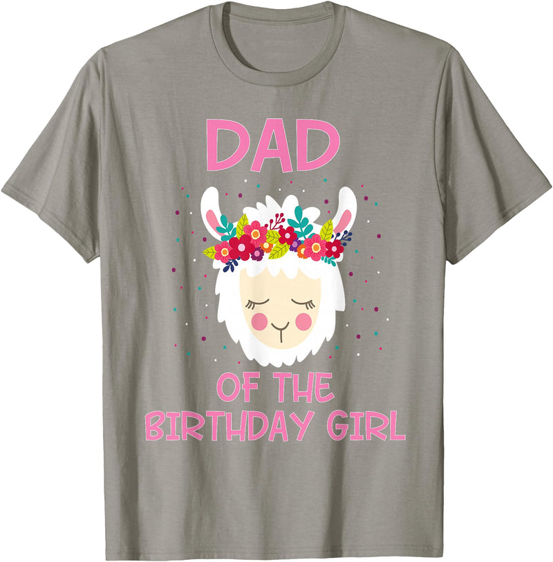 Llama Matching Birthday Party Theme Supplies Dad Of The Birthday Girl Llama First 1st Birthday Girl T-Shirt - Slate Grey
