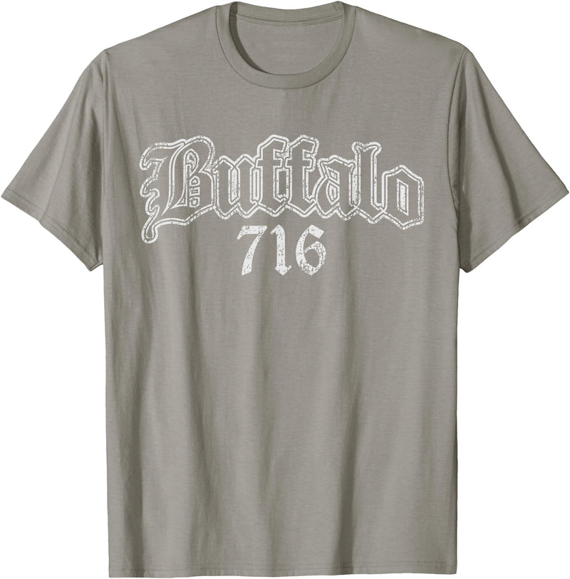 Buffalo NY by Kruzelly Vintage Buffalo New York 716 T-Shirt - Slate Grey