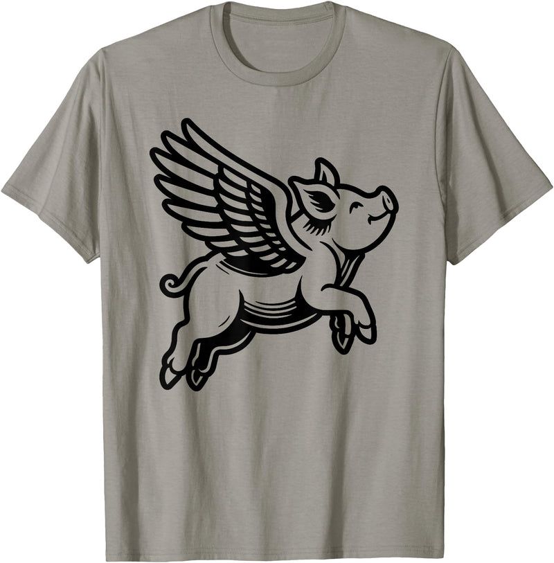 Funny Pig Humor by TKsTees Funny Flying Pig Oink Aviator T-Shirt - Slate Grey