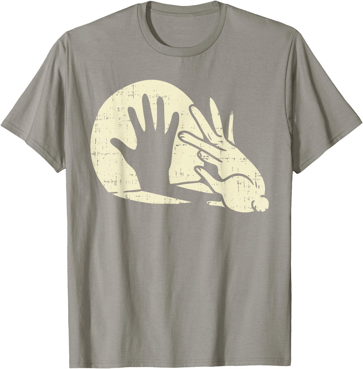 Funny Rabbit Animal Bunny Lover Shadow Play Pun Gift T-Shirt in Slate Grey