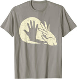 Funny Rabbit Animal Bunny Lover Shadow Play Pun Gift T-Shirt in Slate Grey