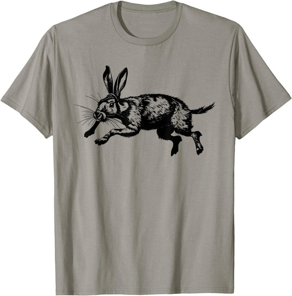 Jackrabbit Bunny Rabbit Hare Minimalist Animal Drawing T-Shirt in Slate Grey