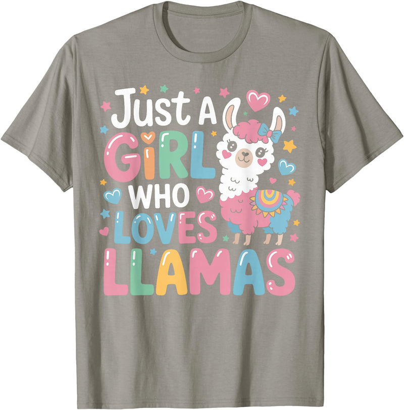 Funny Adorable Llama Lover Just a Girl Who Loves Cute Llamas Gifts for Girls Kids T-Shirt - Slate Grey