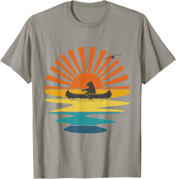 BOLD POD Sunset Canoe Bear T-Shirt - Slate Grey