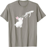 Cute Skeleton Hand Boop Bunny Rabbit Funny Easter Day T-Shirt in Slate Grey