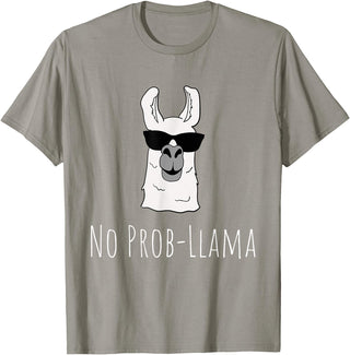 Llama Mama Apparel No Prob-Llama No Problem Cute Funny Cool Llama Alpaca Gift T-Shirt - Slate Grey