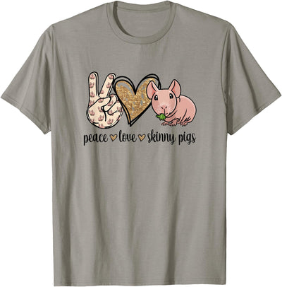 Womens Girls Cute Funny Peace Love Hairless Guinea Pig Lover Hoodie