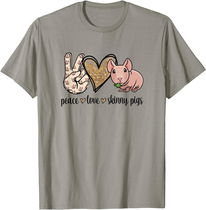 Skinny Guinea Pig Mom Gifts Shirts & Hoodies Womens Girls Cute Funny Peace Love Hairless Guinea Pig Lover T-Shirt - Slate Grey