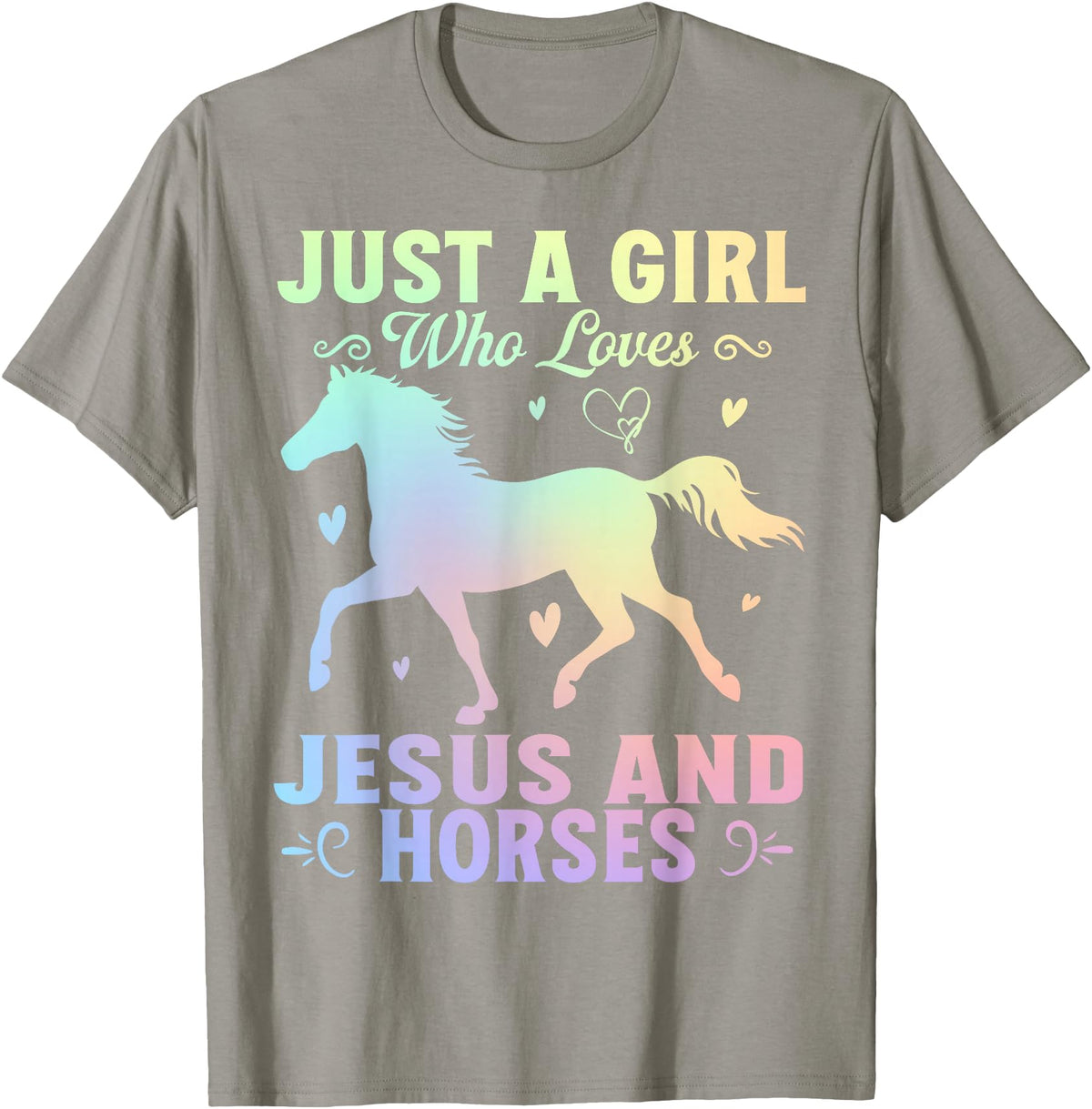 Jesus and Horses Christian Religious. Just A Girl Who Loves Jesus And Horses T-Shirt - Slate Grey