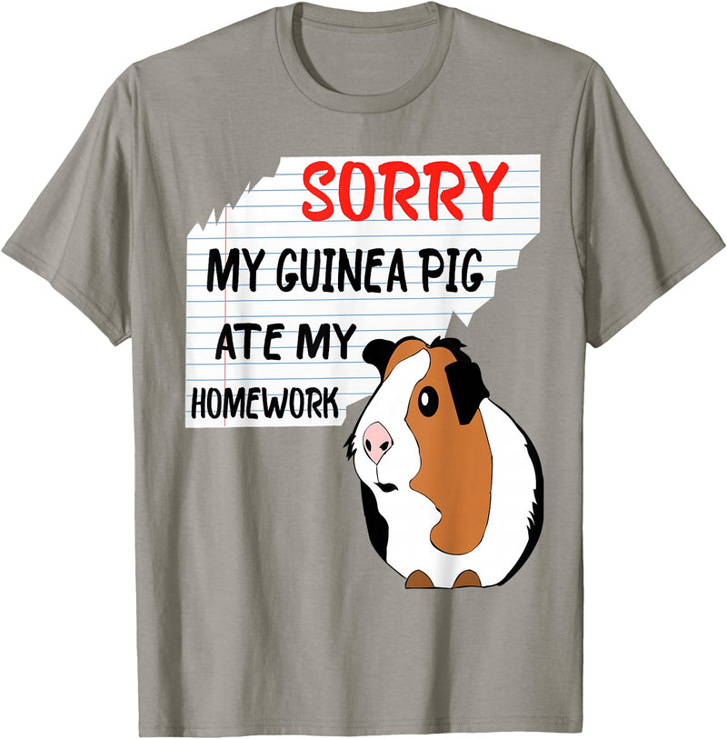 Funny Back to School Sorry My Guinea Pig Ate My Homework School Funny Guinea Pig T-Shirt - Slate Grey