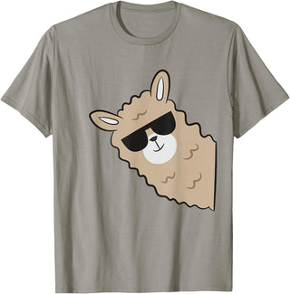 Funny Llama And Alpaca Gifts Cute Llama Alpaca with Sunglasses Funny Llama T-Shirt - Slate Grey
