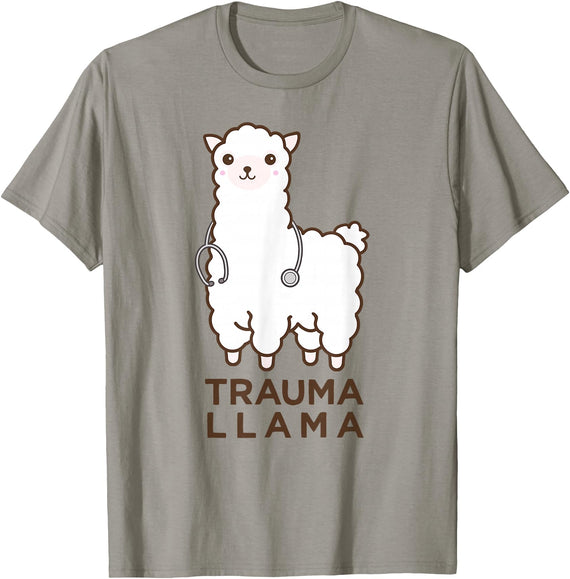 Doc Llama Apparel T-Shirt Funny Llama Doctor T-Shirt, No Trauma Llamas Tee Apparel T-Shirt - Slate Grey