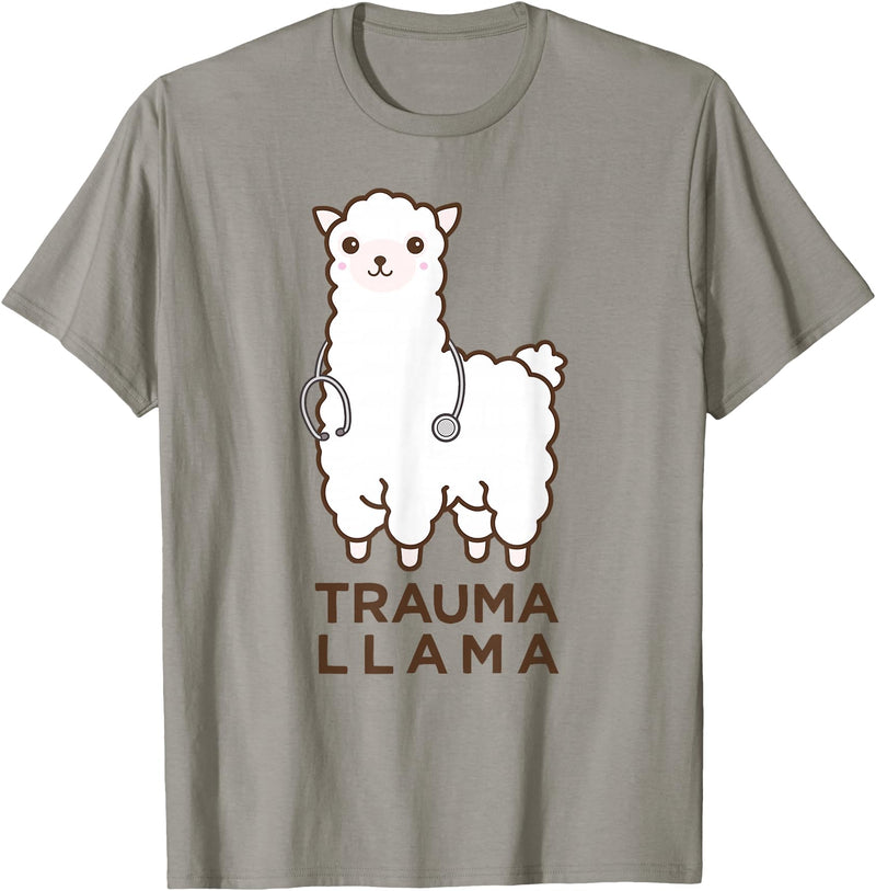 Doc Llama Apparel T-Shirt Funny Llama Doctor T-Shirt, No Trauma Llamas Tee Apparel T-Shirt - Slate Grey