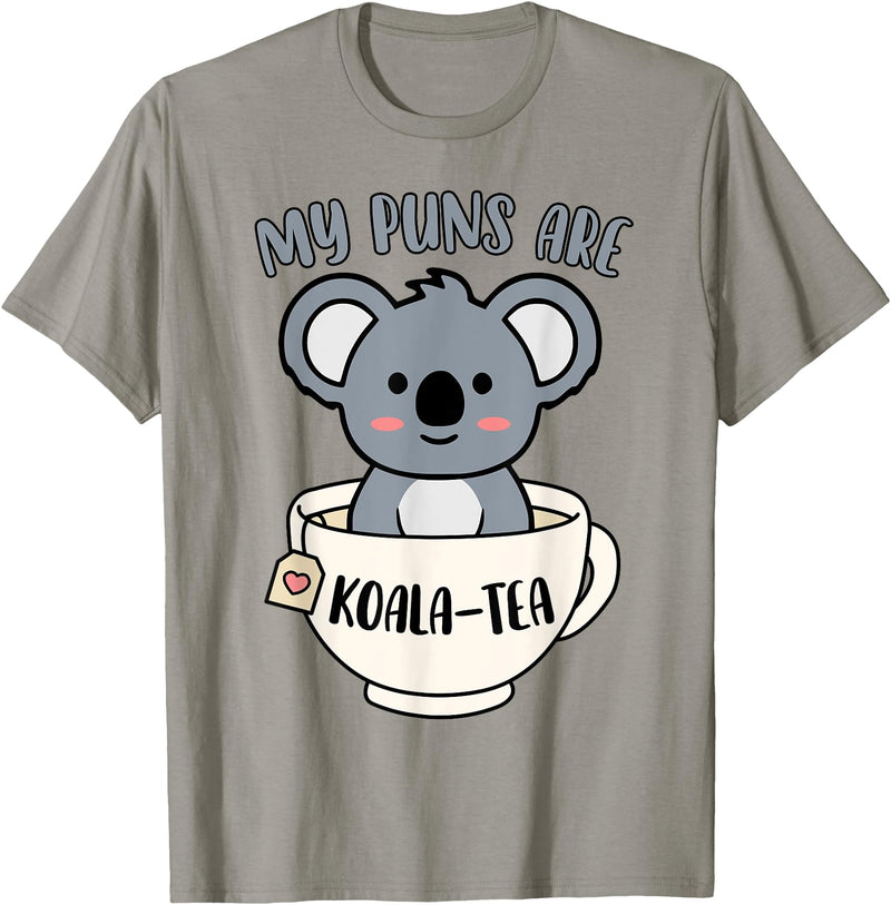 Cute Shirts and Merch My Puns Are Koala Tea Funny Cute Koala Bear Animal Pun T-Shirt - Slate Grey
