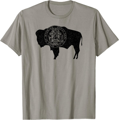 Cow State Seal of Wyoming Buffalo Flag T-Shirt
