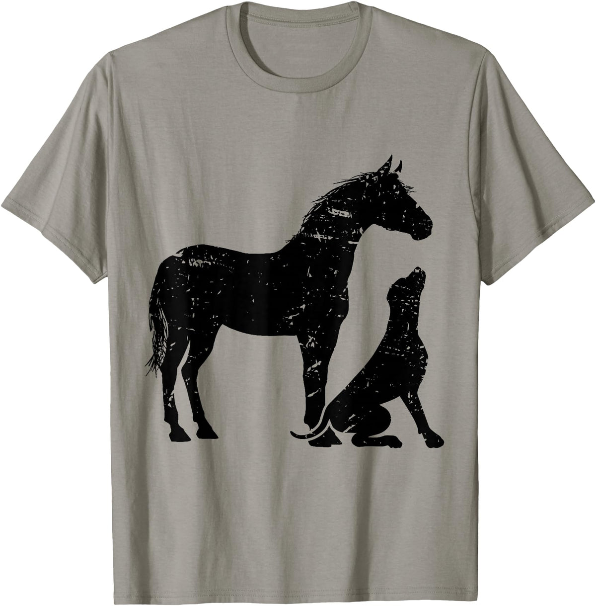 Horse And Dog Companions Forever Horse and Dog Silhouette Love Harmony T-Shirt - Slate Grey