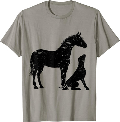 Horse And Dog Companions Forever Horse and Dog Silhouette Love Harmony T-Shirt