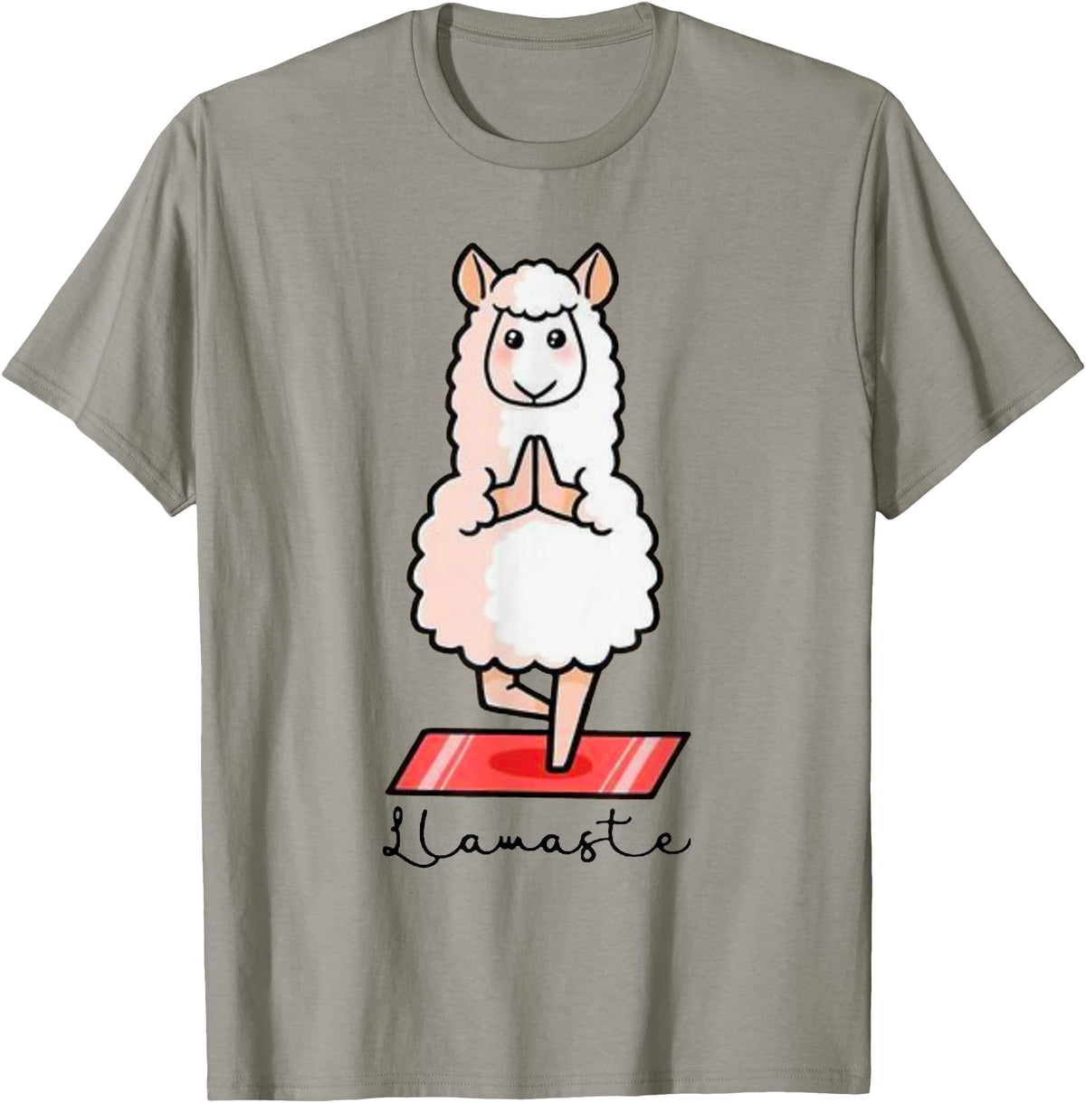 Dibba Designs Llamaste Llama Alpaca Yoga Exercise Fitness Gym Workout T-Shirt - Slate Grey