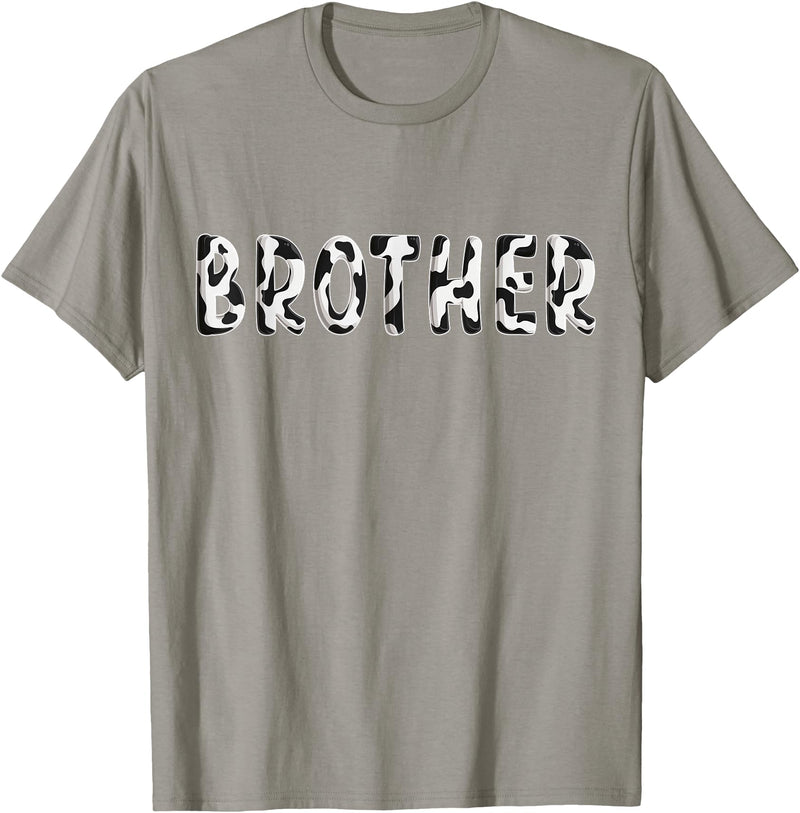 Cow Pattern Print Family Matching Birthday Shirts Cow Brother Birthday Family Matching Fathers Day Boy Girl T-Shirt - Slate