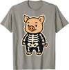 Spooky Cute Cartoon Animals in Halloween Outfits Funny Pig Skeleton Costume for Kids Boys Girls Halloween T-Shirt - Slate Grey