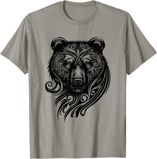 Best Tribal Tattoo Designs I Trends I Born for Art Bear Grizzly Nordic Indian Celtic Mythology Wild Animal Fan T-Shirt - Slate Grey